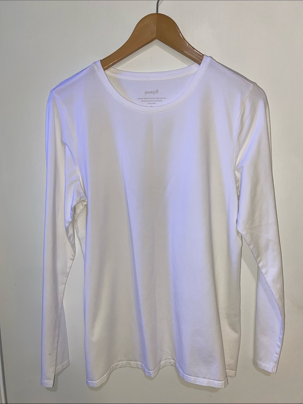 PureJill Women's White Long Sleeve Crew Tee